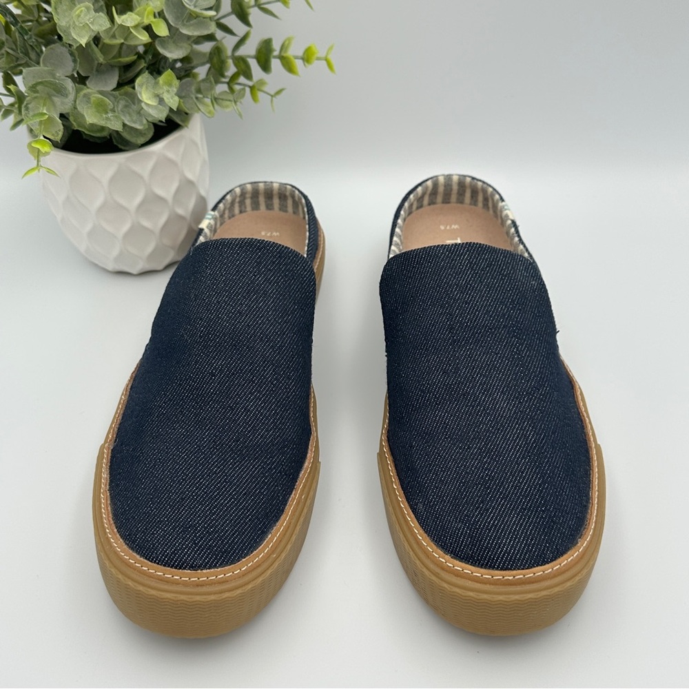 Toms Women’s Sunrise Navy Denim Blue Slip On Mules Size 7.5 - Picture 2 of 10